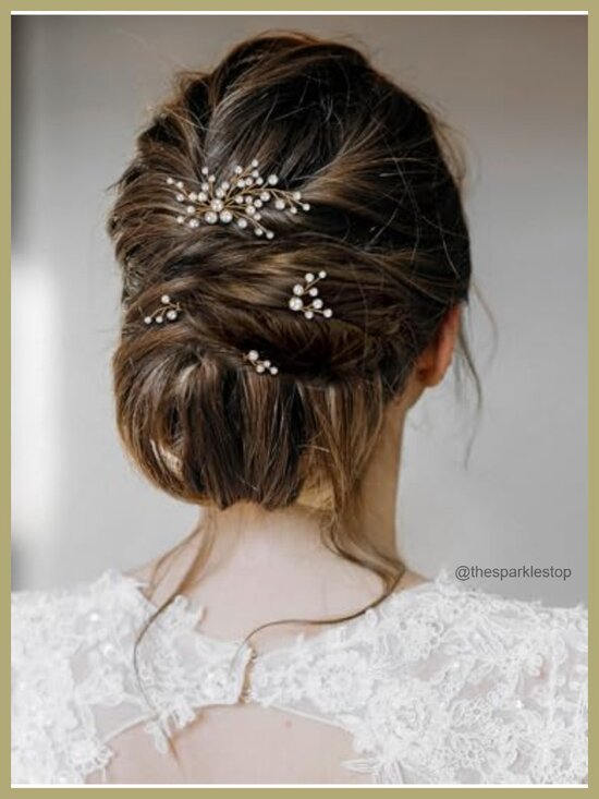 7 Piece Gold Pearl Bridal Hair Pins Wedding Hair Accessories main image 2